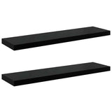 Floating Wall Shelves 2 pcs High Gloss Black 90x23.5x3.8 cm MDF 323776