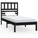 Bed Frame without Mattress Black Solid Wood Pine 100x200 cm 3101017