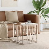 Coffee Table Silver 50x50x50 cm Stainless Steel and Glass 350043