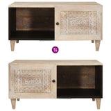 Coffee Table with Shelf Beige 80 x 50 x 40 cm Solid Acacia wood 4018120