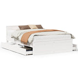 Bed Frame without Mattress with Headboard White 140x190 cm Solid Wood Pine 3308778