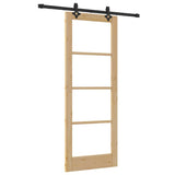 Sliding Door Natural 78 x 202 cm Solid Pine Wood and Glass 3332271