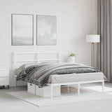 Metal Bed Frame without Mattress with Headboard White 140x200cm 355415
