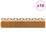 Lawn Edgings 10 pcs Rusty 103 x 0.05 x 22 cm Weathering Steel 874846