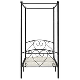 Canopy Bed Frame without Mattress Black Metal 120x200 cm 284435