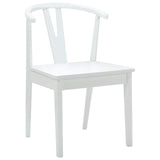 Dining Chair 2 pcs White and White Solid Rubber Wood 42020408