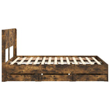 Bed Frame with Storage and Headboard Smoked Oak 120 x 200 cm 3414321