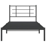 Bed Frame Black Powder-Coated Steel Single Modern Bed Frame 355556