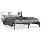 Metal Bed Frame without Mattress with Headboard Black 150x200cm 376326