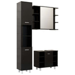 ZNTS 3 Piece Bathroom Furniture Set Black Engineered Wood 3056953