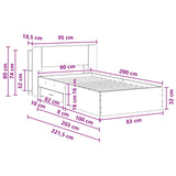 Bed Frame with Storage Artisan Oak 80 x 200 cm Engineered Wood 3433702