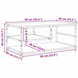 Coffee Table Artisan Oak 90 x 49 x 40 cm Engineered Wood 886244