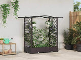 Raised Bed with Trellis and Roof Brown 124 x 40 x 125 cm PP 42032503