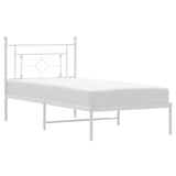 Metal Bed Frame without Mattress with Headboard White 100x200cm 374383