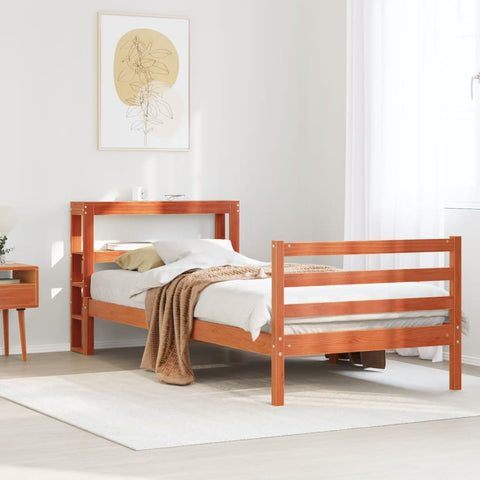 Bed Frame without Mattress Wax Brown 100x200 cm Solid Wood Pine 3305842