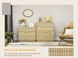 Chest of Four Rattan Weave Panel Drawers - Wood-Effect T3398P343297