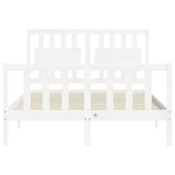 Bed Frame without Mattress White Double Solid Wood Pine 3192402