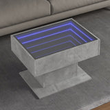 ZNTS Coffee Table with LED Concrete Grey 70x50x45 cm Engineered Wood 847535