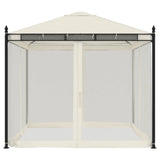 Gazebo with Mesh Walls Cream 2.93x2.93 m Steel 368434