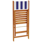 5 Piece Garden Dining Set Blue and White Fabric and Solid Wood 3281789