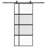 Sliding Door with Hardware Set Black 90x205 cm Tempered Glass 3375899