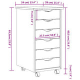 Rolling Cabinet with Drawers MOSS Grey Solid Wood Pine 355890