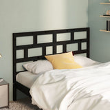 ZNTS Bed Headboard Black 156x4x100 cm Solid Wood Pine 814203