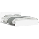 Bed Frame White Engineered wood Double Modern Bed Frame 3207497