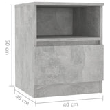 806165 Bed Cabinet Concrete Grey 40x40x50 cm Engineered Wood