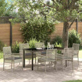 Garden Dining Set with Cushion 7 pcs Light Grey Poly rattan 3379902