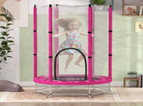 4.6ft Toddler Trampoline w/ Safety Enclosure Net, for Indoor Outdoor Use, Ages 3-6 Years, Pink T3398P348075