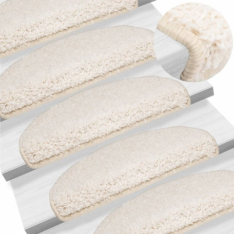 Stair Mats 15 pcs 65x21x4 cm White Half Round Large 133906