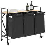 Laundry Basket 3 Compartments with Wheels Sonoma Oak 859091