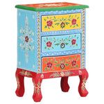 ZNTS Hand Painted Bedside Cabinet 40x30x60 cm Solid Mango Wood 321667