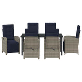 Garden Dining Set with Cushion 7 pcs Grey Poly Rattan 3380362