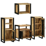 Bathroom Furniture Set with Shelf 4 pcs Brown Soild Mango Wood 3305680