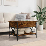 Coffee Table Smoked Oak 70x50x50 cm Engineered Wood and Metal 845353