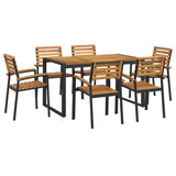 7 Piece Garden Dining Set Solid Wood Acacia and Metal 3155407