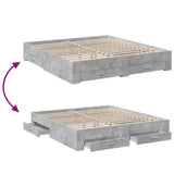 Bed Frame Concrete Grey Engineered wood, Plywood Super King 3280366