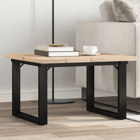 ZNTS Coffee Table O-Frame 70x70x40.5 cm Solid Wood Pine and Steel 3282727
