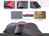 2-3 Person Tunnel with Sewn-in Groundsheet, Air Vents, Rainfly, 2000mm Water Column, Camping T3398P348710