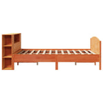 ZNTS Bookcase Bed without Mattress Wax Brown 135x190cm Solid Wood Pine 3323076