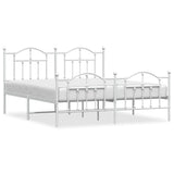 Metal Bed Frame without Mattress with Footboard White 180x200cm 353510