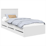 Bed Frame with Drawer White 75 x 190 cm Engineer Wood 3408033