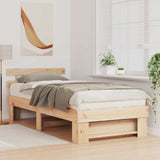 Bed Frame with Headboard Brown 75 x 190 cm Solid Pine Wood 872509