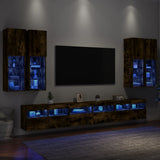 7 Piece TV Wall Cabinet Set with LED Lights Smoked Oak 3216782