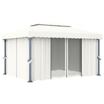 ZNTS Gazebo with Curtain 4x3 m Cream White Aluminium 3053375