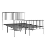Metal Bed Frame without Mattress with Footboard Black 140x190cm 350882