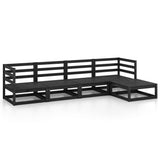 5 Piece Garden Lounge Set Black Solid Pinewood 3075538