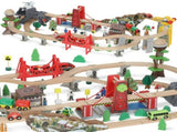 100 Piece Wooden Train Set for Kids 3 Years with Track, Crane, Battery Operated Train T3398P422463